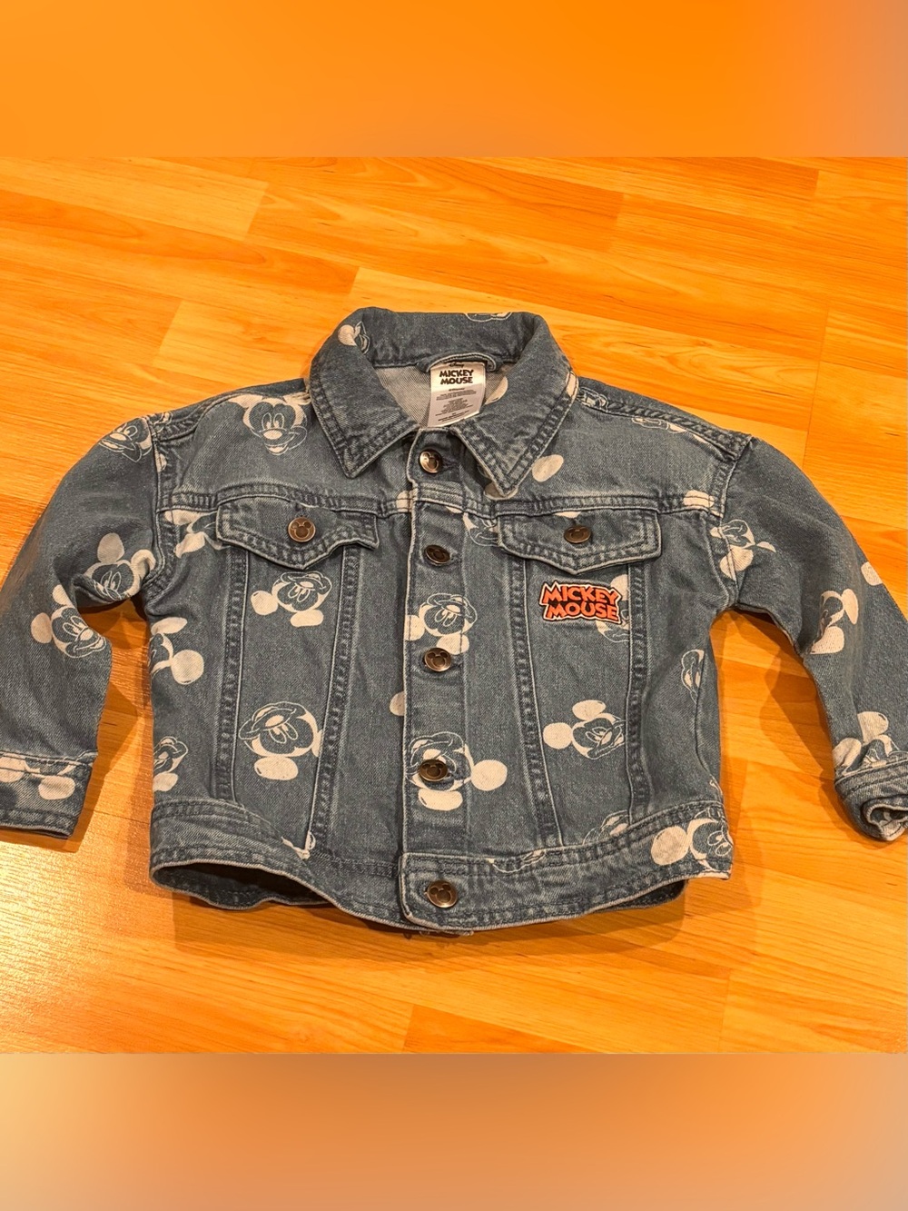 Disney Mickey Mouse Denim Jacket in Blue with White Print